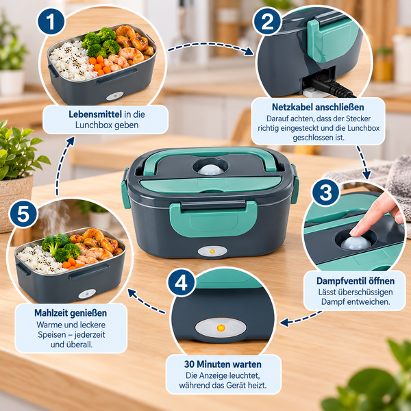 Elektrische Lunchbox 1,5 l – 60 W für Büro, Auto und LKW