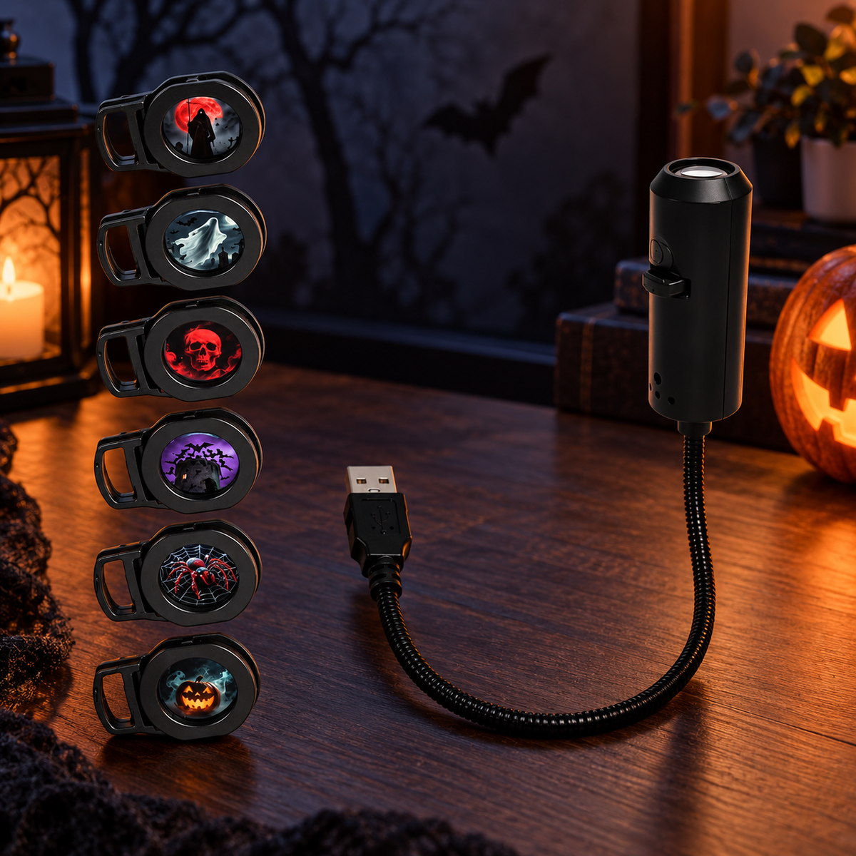 LED-Motivprojektor für Halloween mit USB-Anschluss
