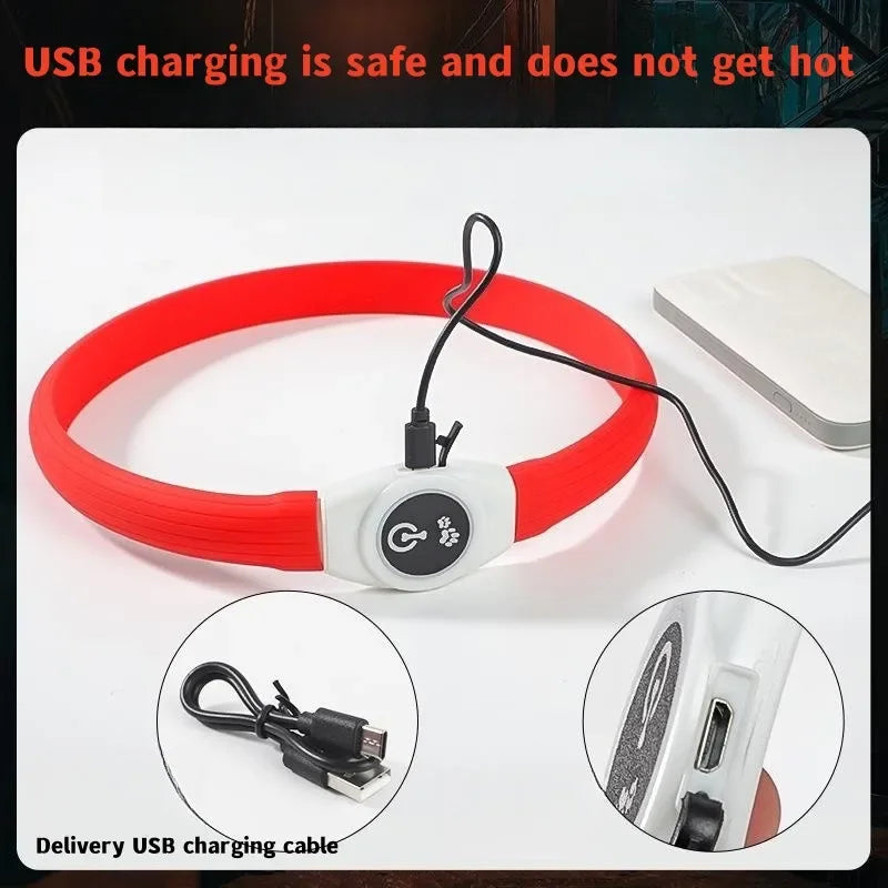 New Led Luminous Dog Collar PVC Waterproof , for Large Medium Small Dogs Collar Usb Light Night Safety Pet Glowing Accessories