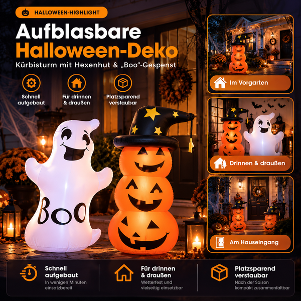 Aufblasbare Halloween-Figur – Geister & Kürbisse zur Auswahl