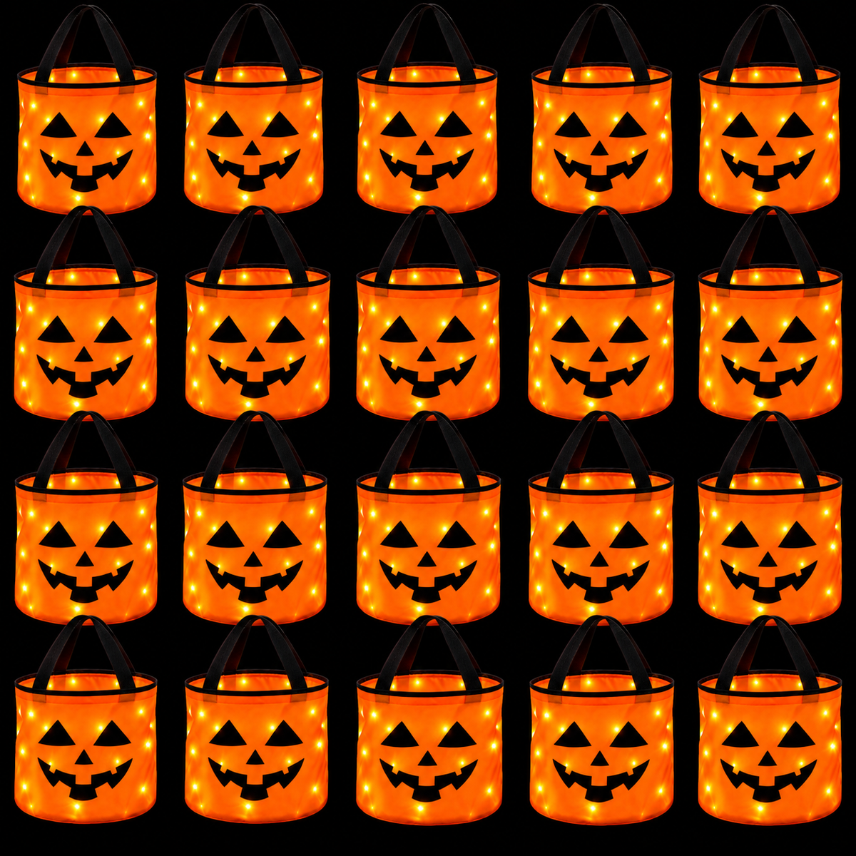 LED-Kürbiskorb für Halloween – leuchtender Süßigkeiten-Eimer