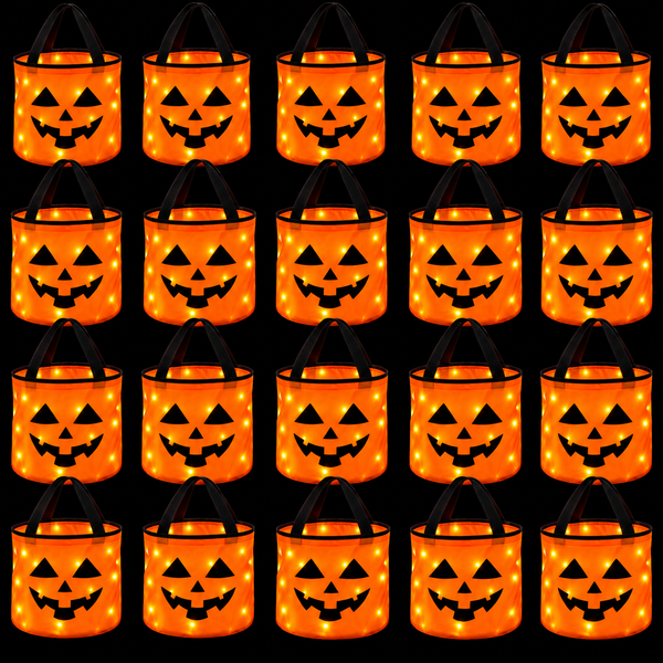 LED-Kürbiskorb für Halloween – leuchtender Süßigkeiten-Eimer
