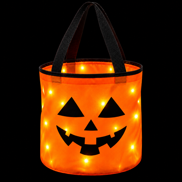 LED-Kürbiskorb für Halloween – leuchtender Süßigkeiten-Eimer