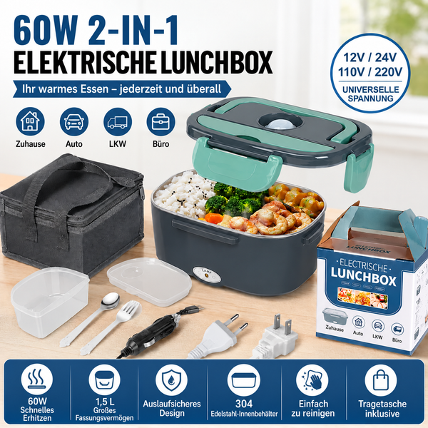 Elektrische Lunchbox 1,5 l – 60 W für Büro, Auto und LKW