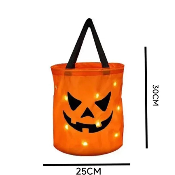 LED-Kürbiskorb für Halloween – leuchtender Süßigkeiten-Eimer